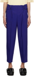 132 5. ISSEY MIYAKE Blue Flat Tuck Trousers