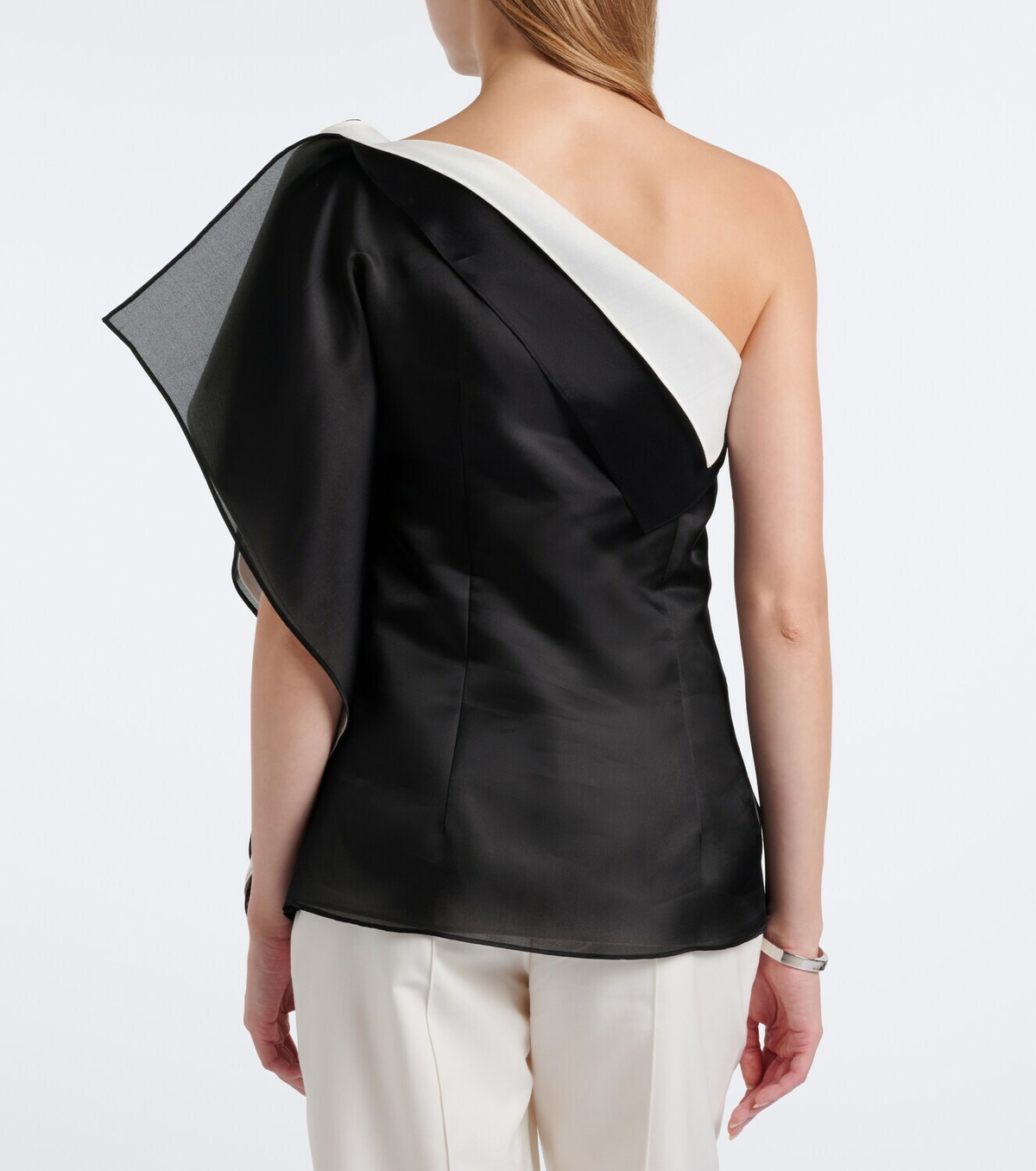 Róhe Draped one-shoulder silk top