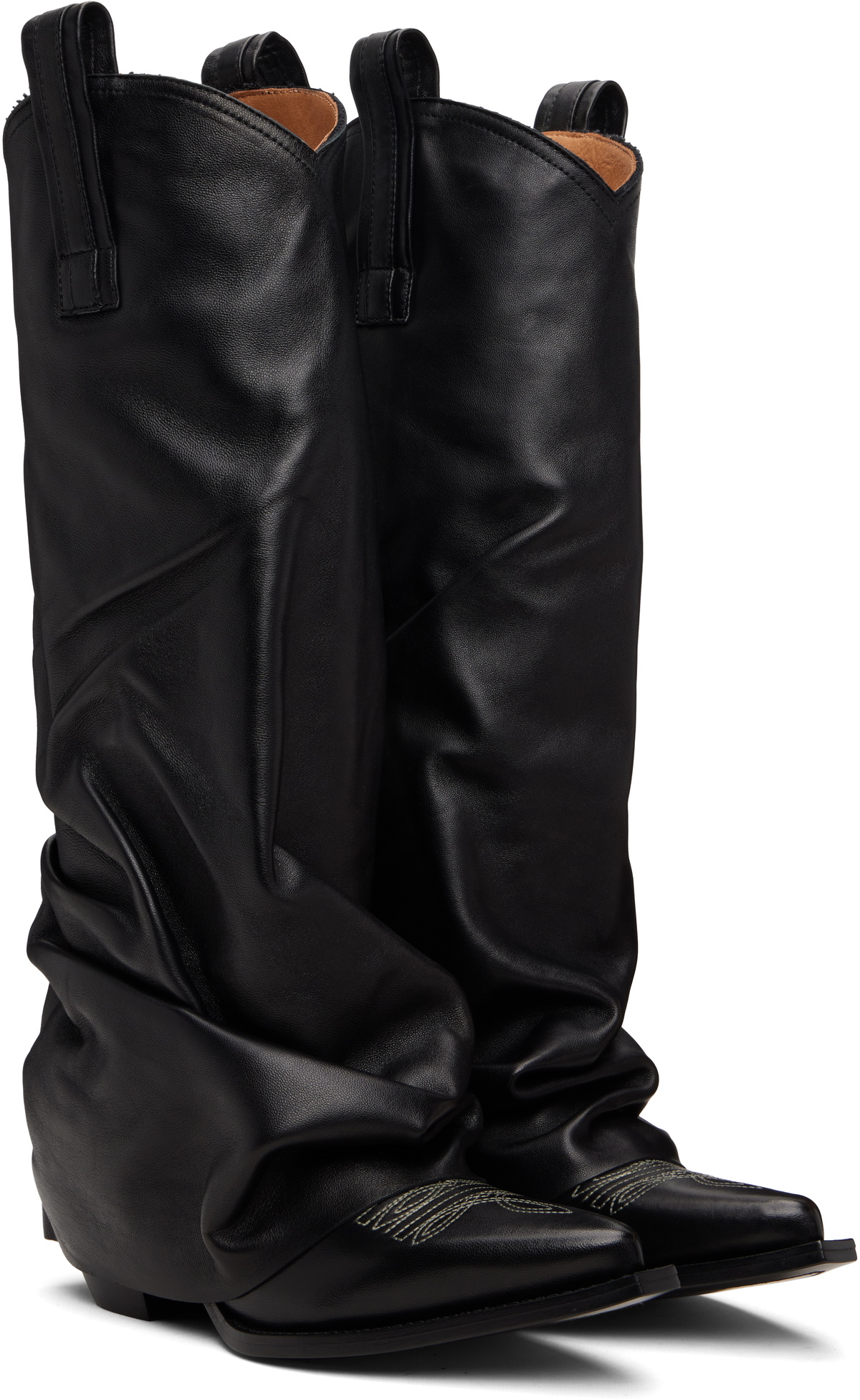 R13 Black Sleeve Mid Cowboy Boots