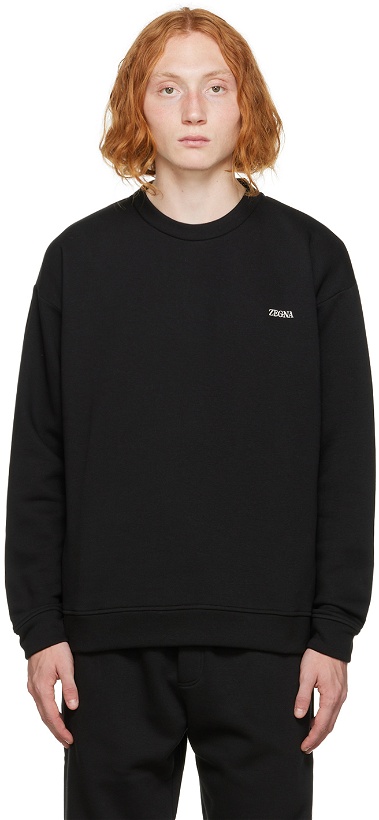 Photo: ZEGNA Black Essential Sweatshirt