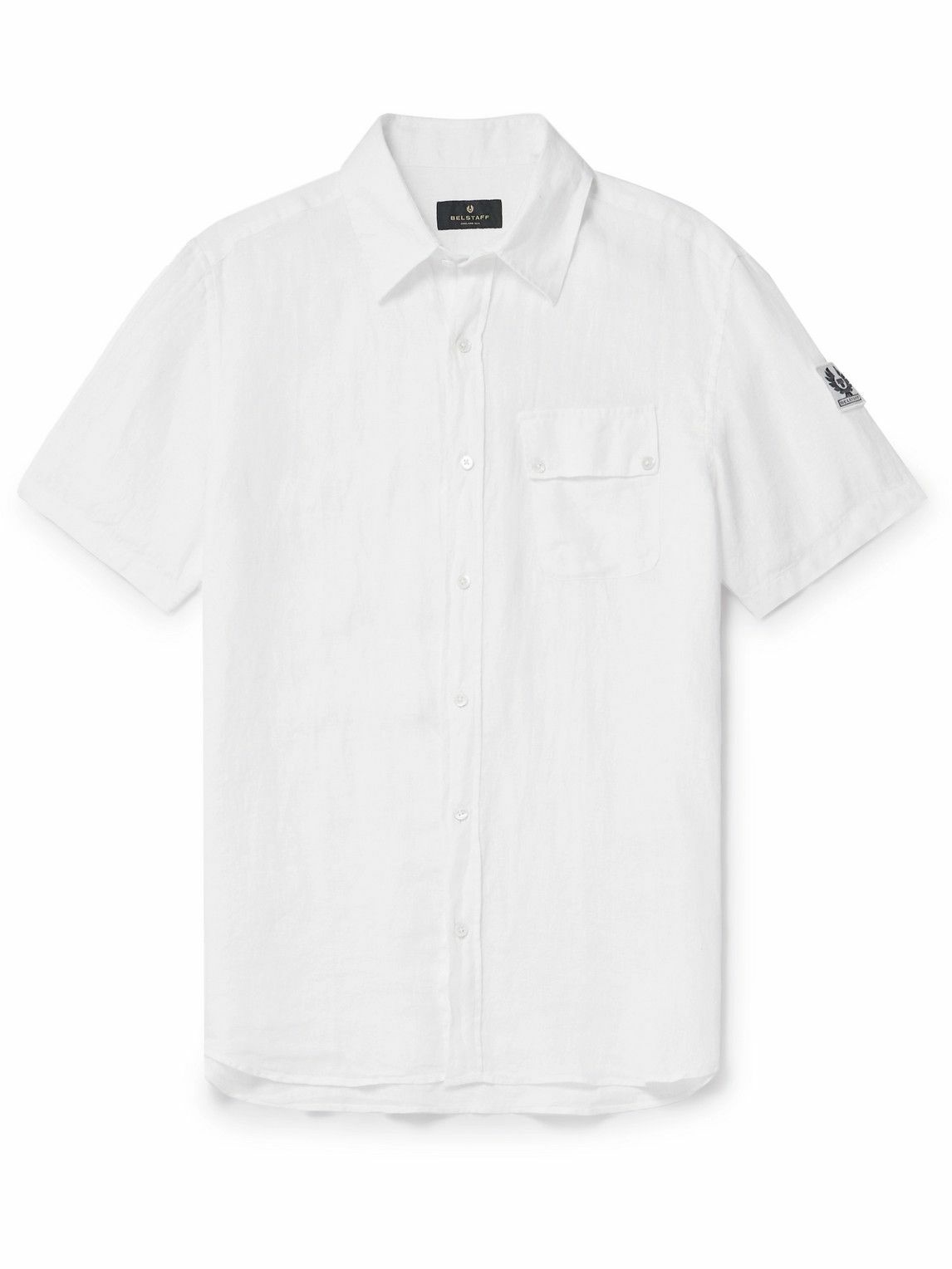 Photo: Belstaff - Pitch Logo-Appliquéd Garment-Dyed Linen Shirt - White