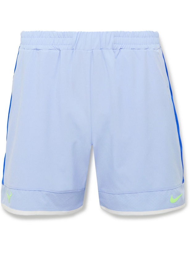 Photo: Nike Tennis - NikeCourt Rafa Perforated Colour-Block Dri-FIT Tennis Shorts - Blue