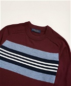 Brooks Brothers Men's Merino Collegiate Stripe Sweater | Burgundy