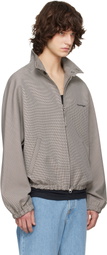 Courrèges Gray Houndstooth Zipped Bomber Jacket