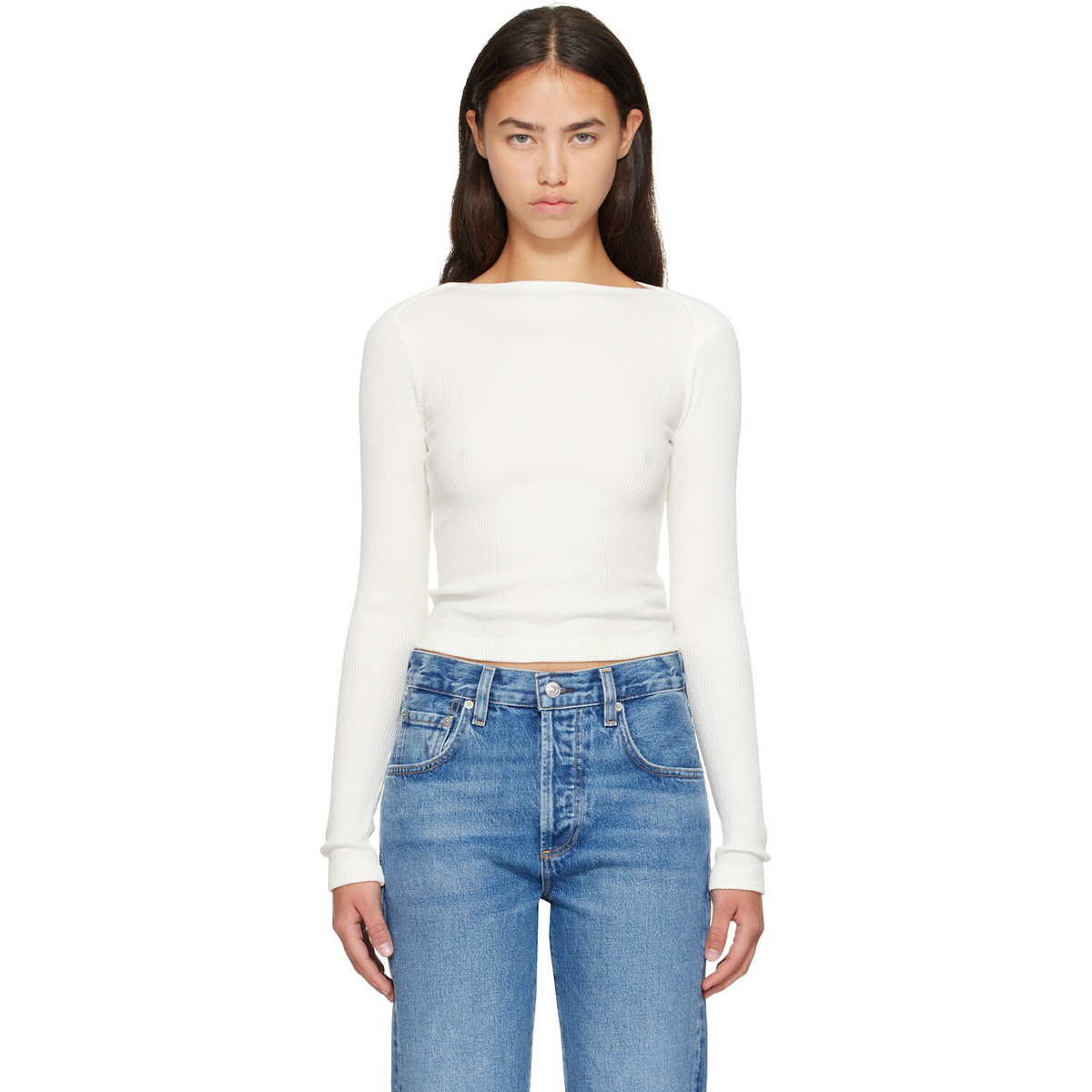 Citizens of Humanity Off-White Waffle Long Sleeve T-shirt