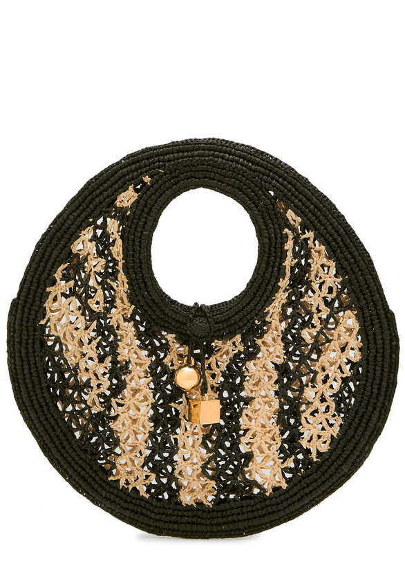 Photo: Jacquemus Le Petit Round Spiaggia Raffia Tote bag - Black - One Size