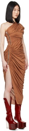 Rick Owens Brown Lido Draped Midi Dress