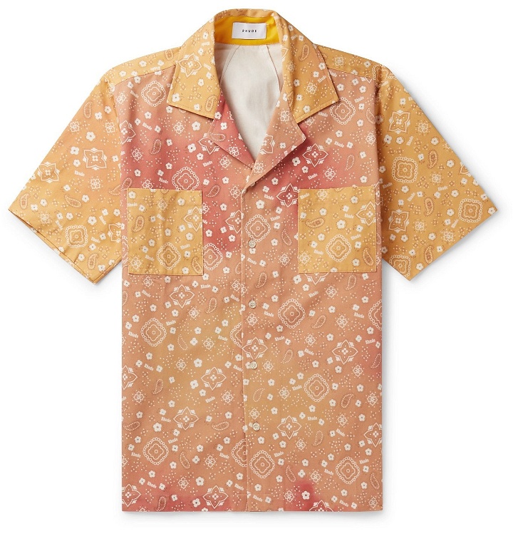 Photo: Rhude - Camp-Collar Bandana-Print Cotton-Twill Shirt - Orange