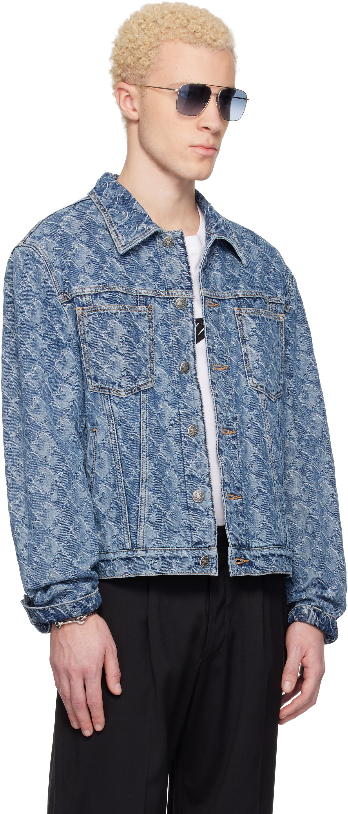 Lanvin Blue Lunar Year Jacquard Denim Jacket