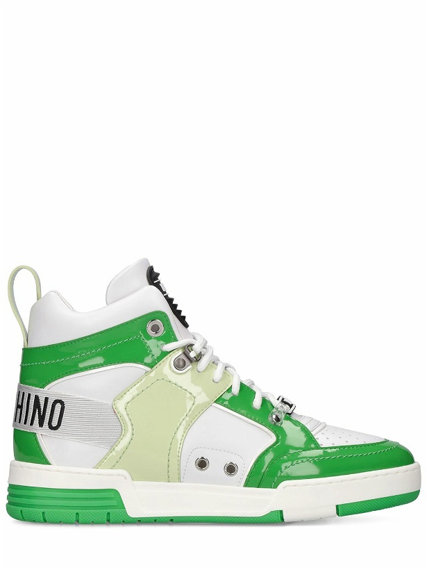 Photo: MOSCHINO - 40mm Faux Leather High Top Sneakers