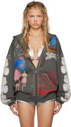 I'm Sorry by Petra Collins SSENSE Exclusive Gray Mimi Wade Edition Oversized Zip Up Hoodie