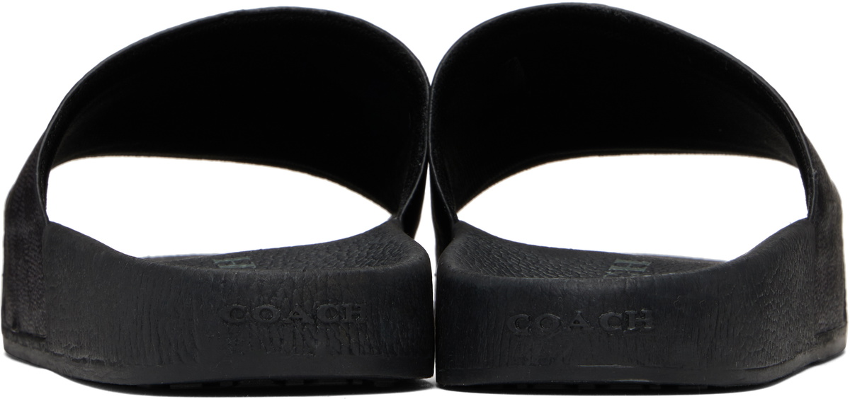 Coach 1941 Black Coated Canvas Pool Slides