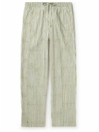 SMR Days - Malibu Straight-Leg Embroidered Striped Cotton Drawstring Trousers - Green