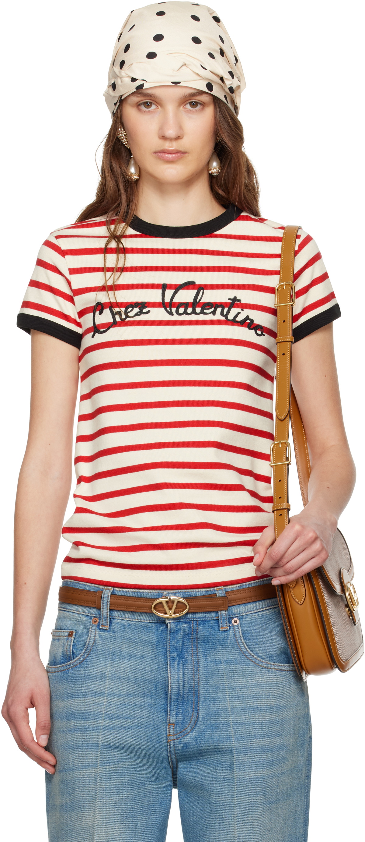 valentino トップス Valentino Garavani Striped Jersey Cotton T-Shirt | Saks Fifth Avenue