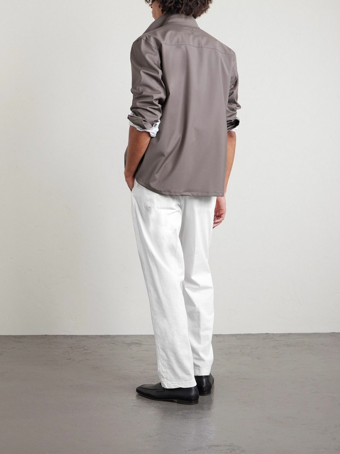 Canali - Straight-Leg Cotton-Blend Twill Trousers - Neutrals