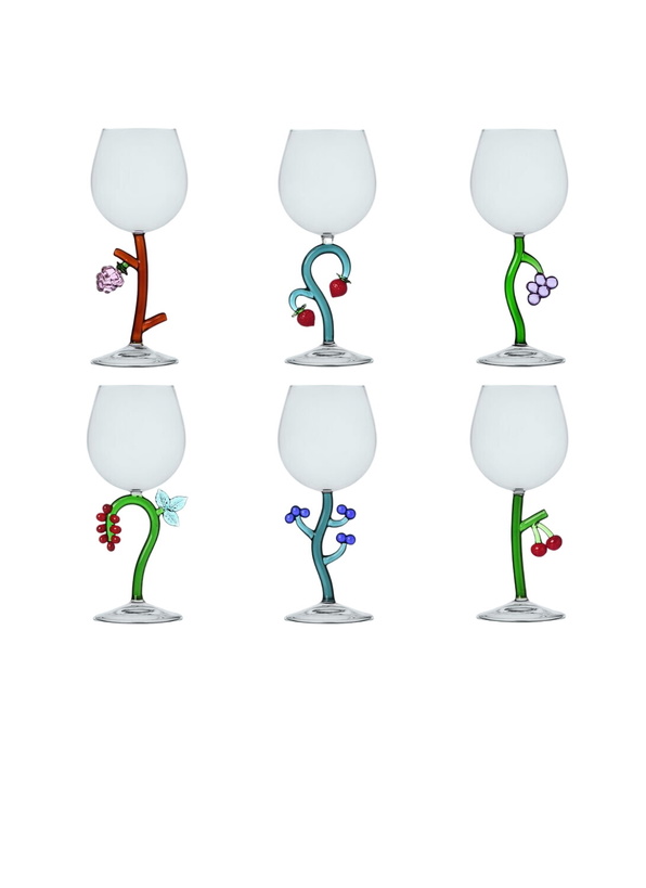 Photo: Ichendorf Milano Set Of Six Fruits And Flowers Stemmed Glasses