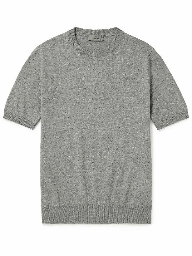 Photo: Canali - Mélange Cotton and Linen-Blend T-Shirt - Gray