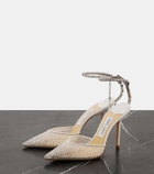 Jimmy Choo Saeda 100 embellished satin pumps