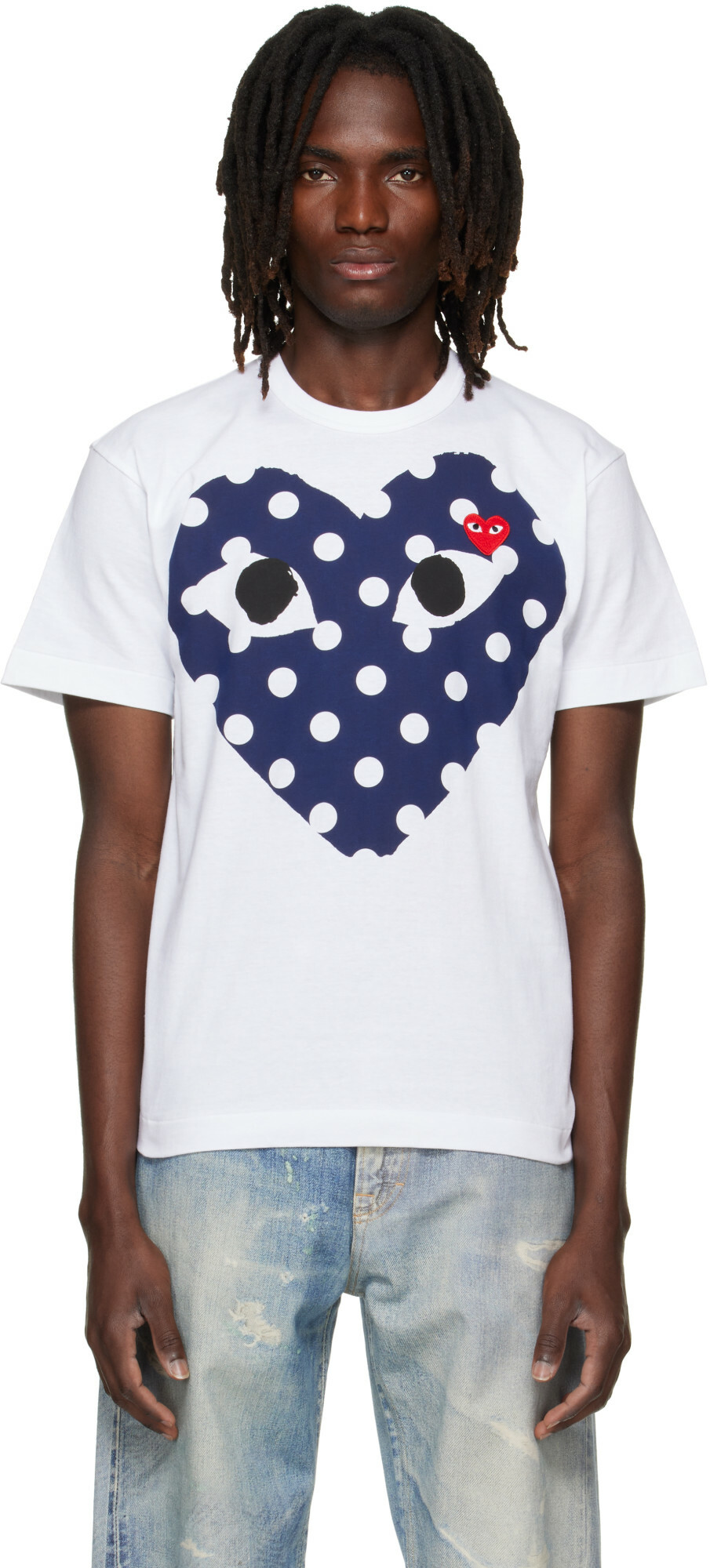 COMME des GARÇONS PLAY White Polka Dot Full Heart T-shirt