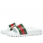 Gucci Men's Pursuit Trek Web Rubber Slide in White