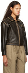 OPEN YY Brown Faded Leather Jacket