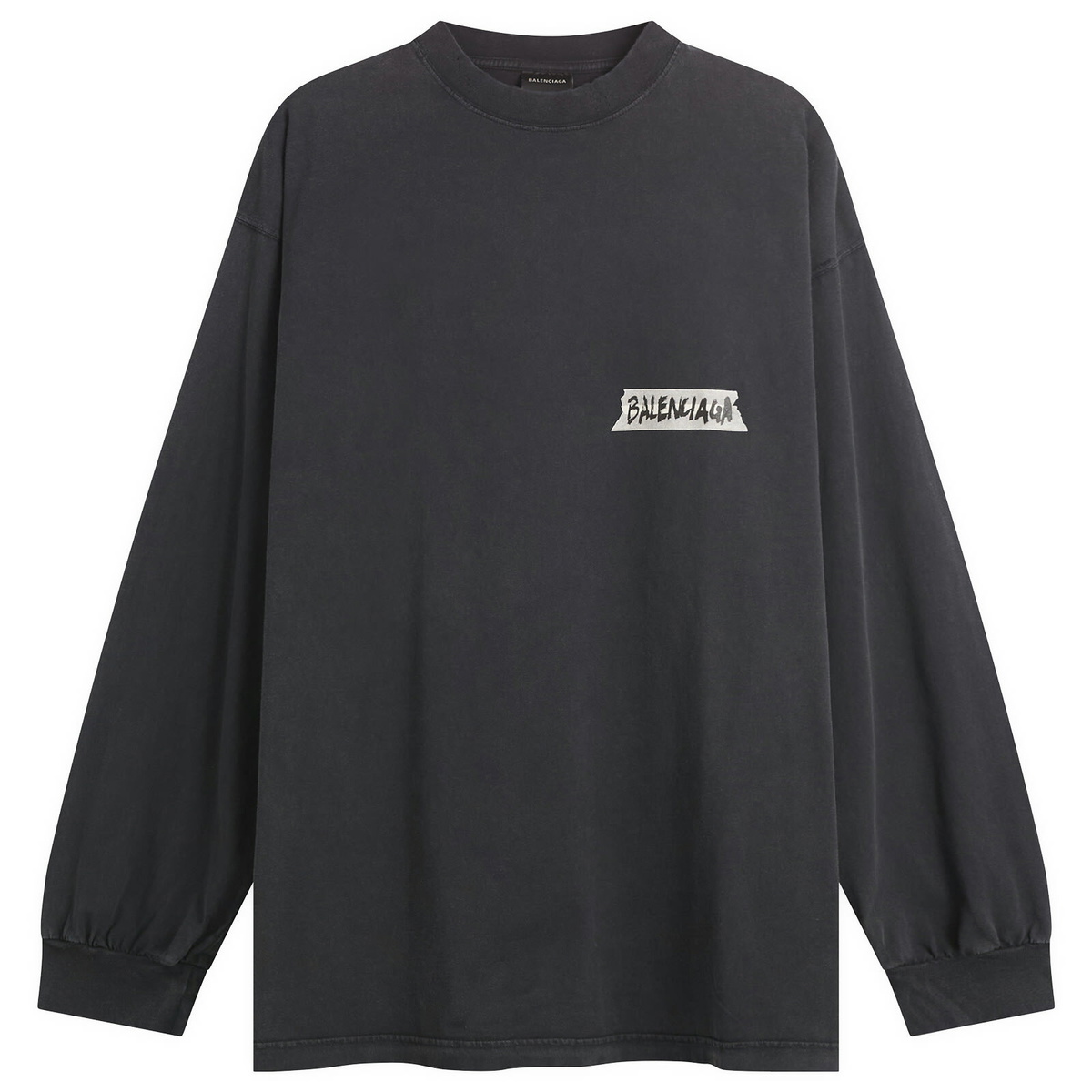 Balenciaga Men's Flame Long Sleeve T Shirt in Washed Out Black