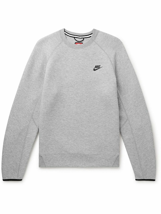 Photo: Nike - Logo-Print Cotton-Blend Tech Fleece Sweatshirt - Gray