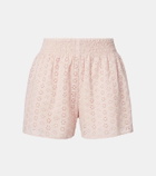 Velvet Iris embroidered cotton poplin shorts