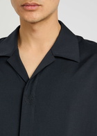 Loewe Logo-embroidered Wool Shirt Dark Blue