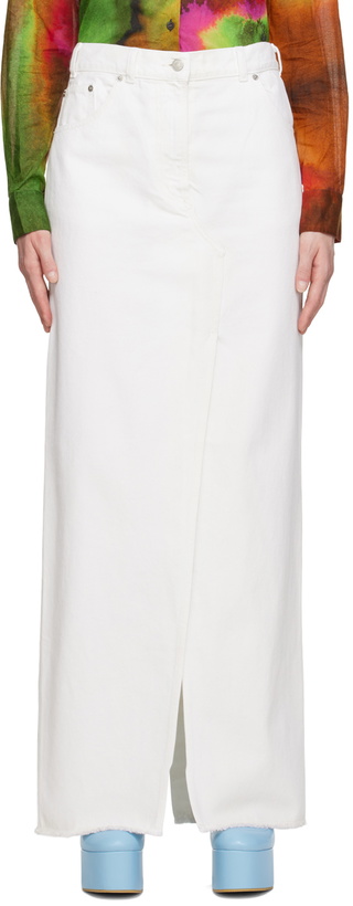 Photo: Dries Van Noten White Vented Denim Maxi Skirt