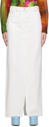 Dries Van Noten White Vented Denim Maxi Skirt