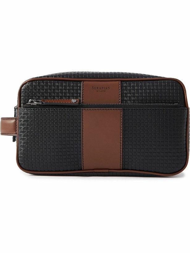 Photo: Serapian - Leather-Trimmed Logo-Embossed Coated-Canvas Wash Bag