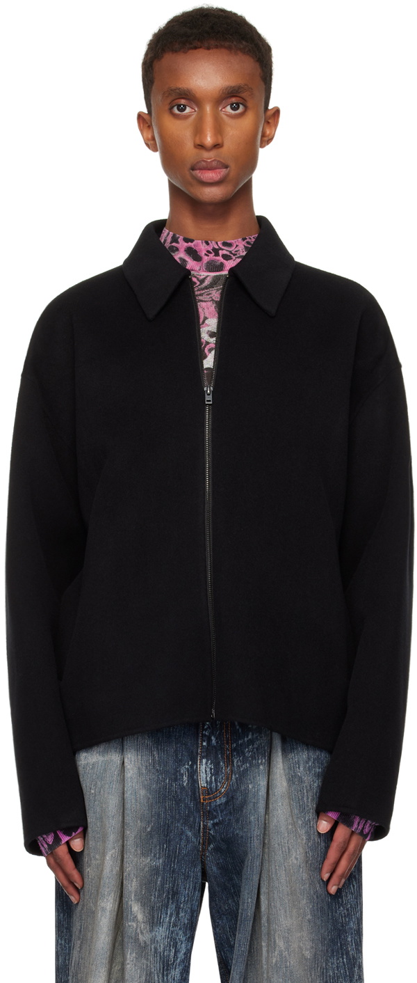 Acne Studios Black Wool Zipper Jacket Acne Studios