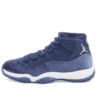 Air Jordan Men's 11 Retro W Sneakers in Midnight Navy/Silver/White