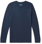 Polo Ralph Lauren - Logo-Embroidered Waffle-Knit Cotton-Blend Jersey Pyjama Top - Blue