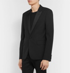SAINT LAURENT - Black Slim-Fit Virgin Wool-Jacquard Suit Jacket - Black