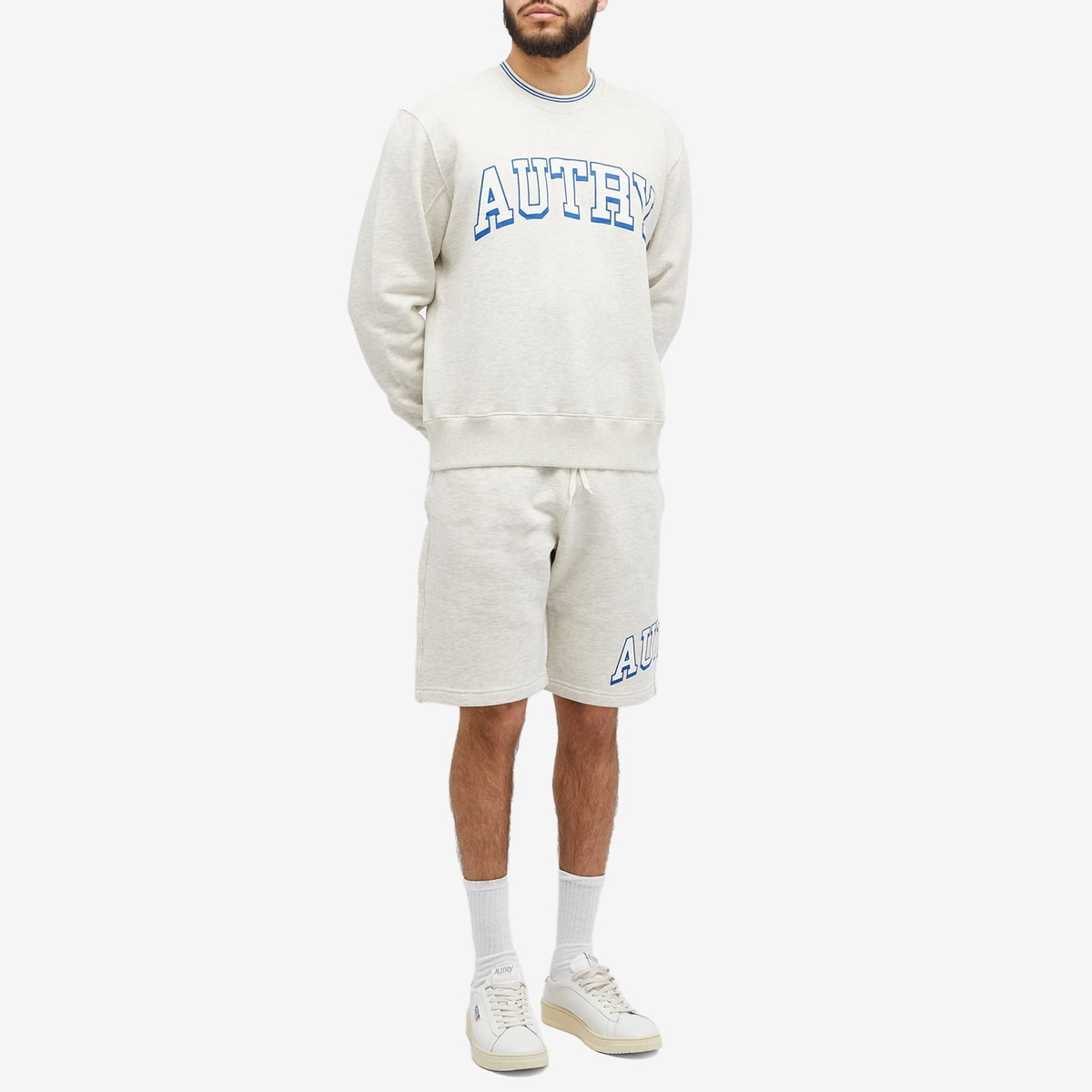 Autry Men's Embossed Outline Logo Crew Sweat in Melange