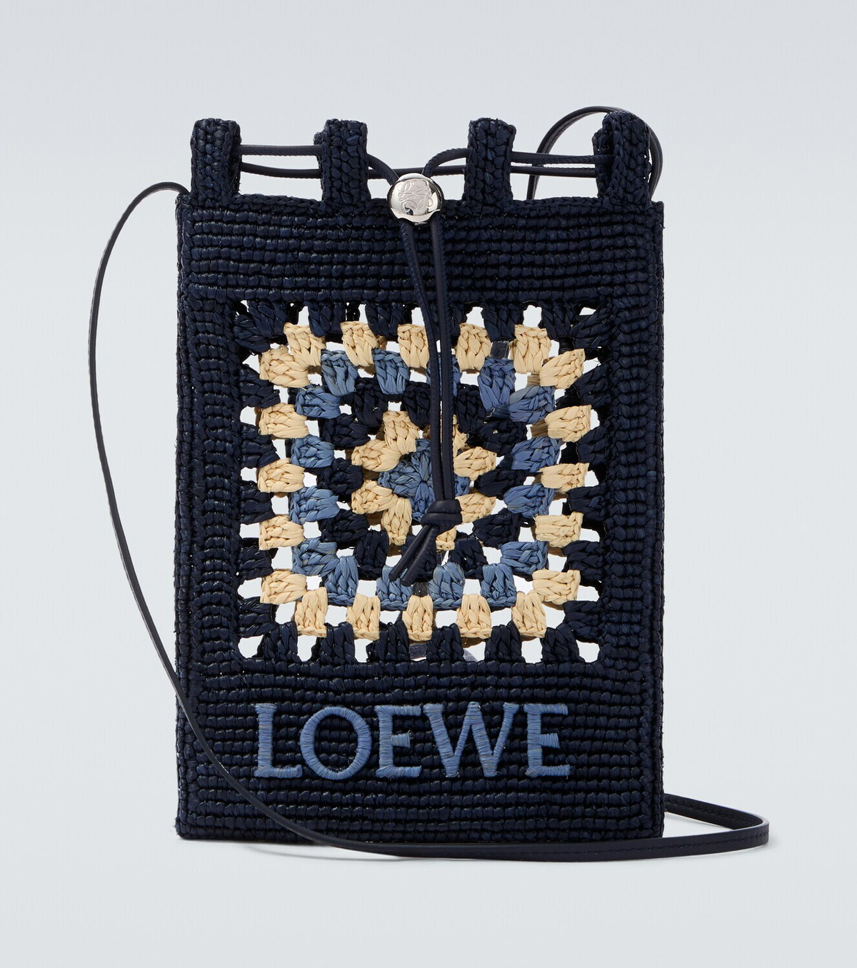 Loewe Paula's Ibiza crochet raffia pouch with strap