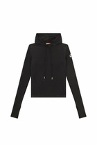 Diesel Hoodie in shiny stretch nylon - T-Shirts Womens in Black
