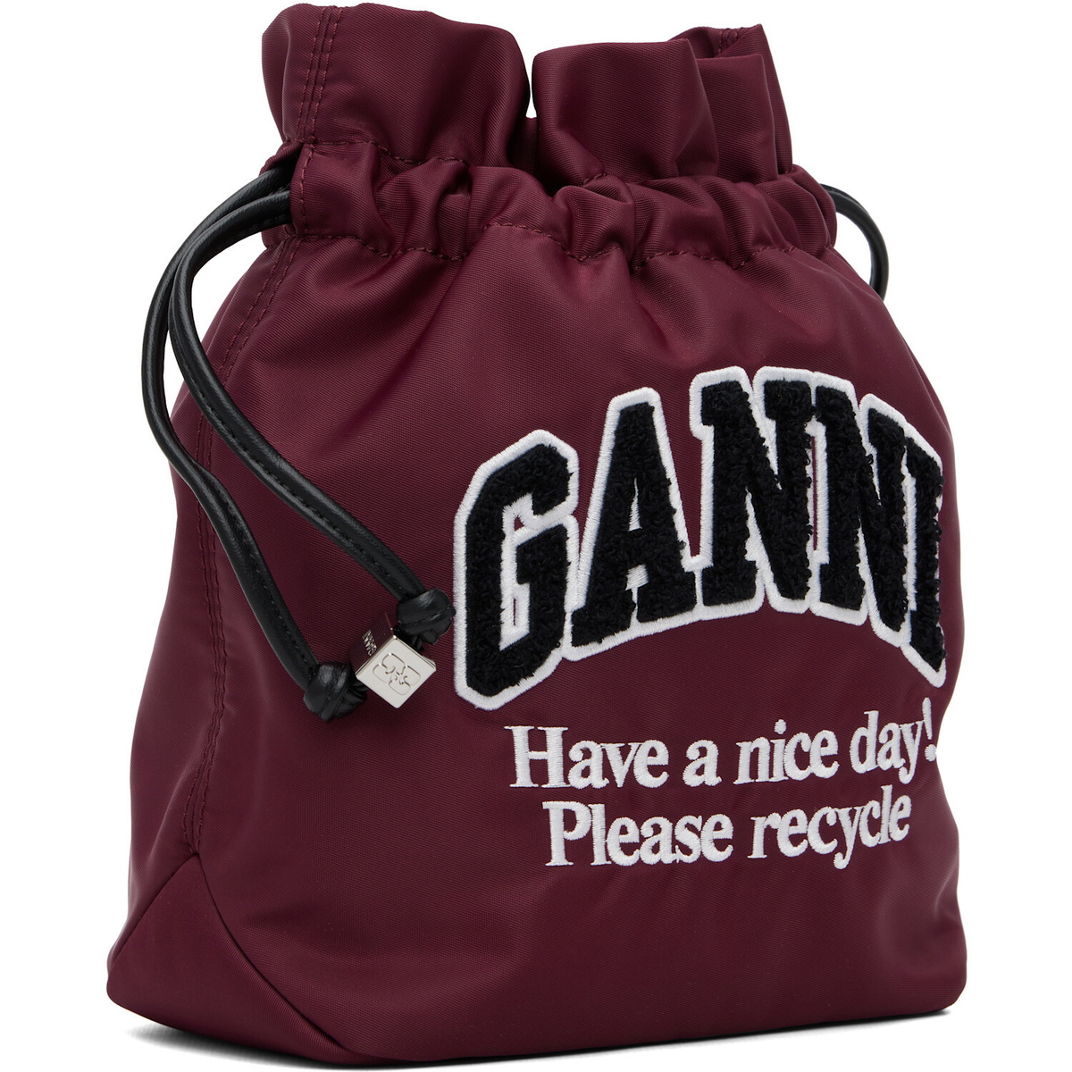 GANNI Burgundy Logo Pouch