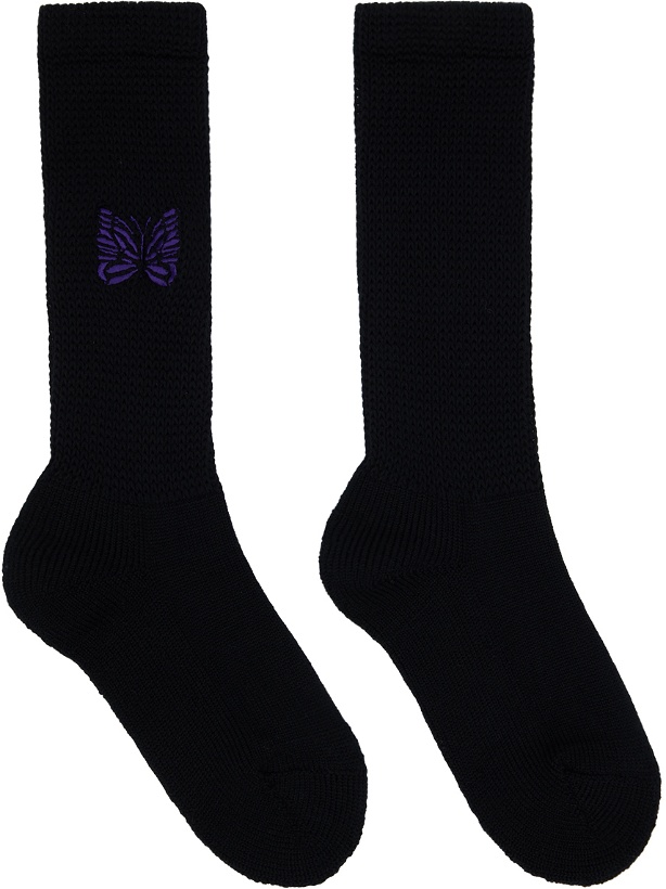 Photo: NEEDLES Black Embroidered Socks