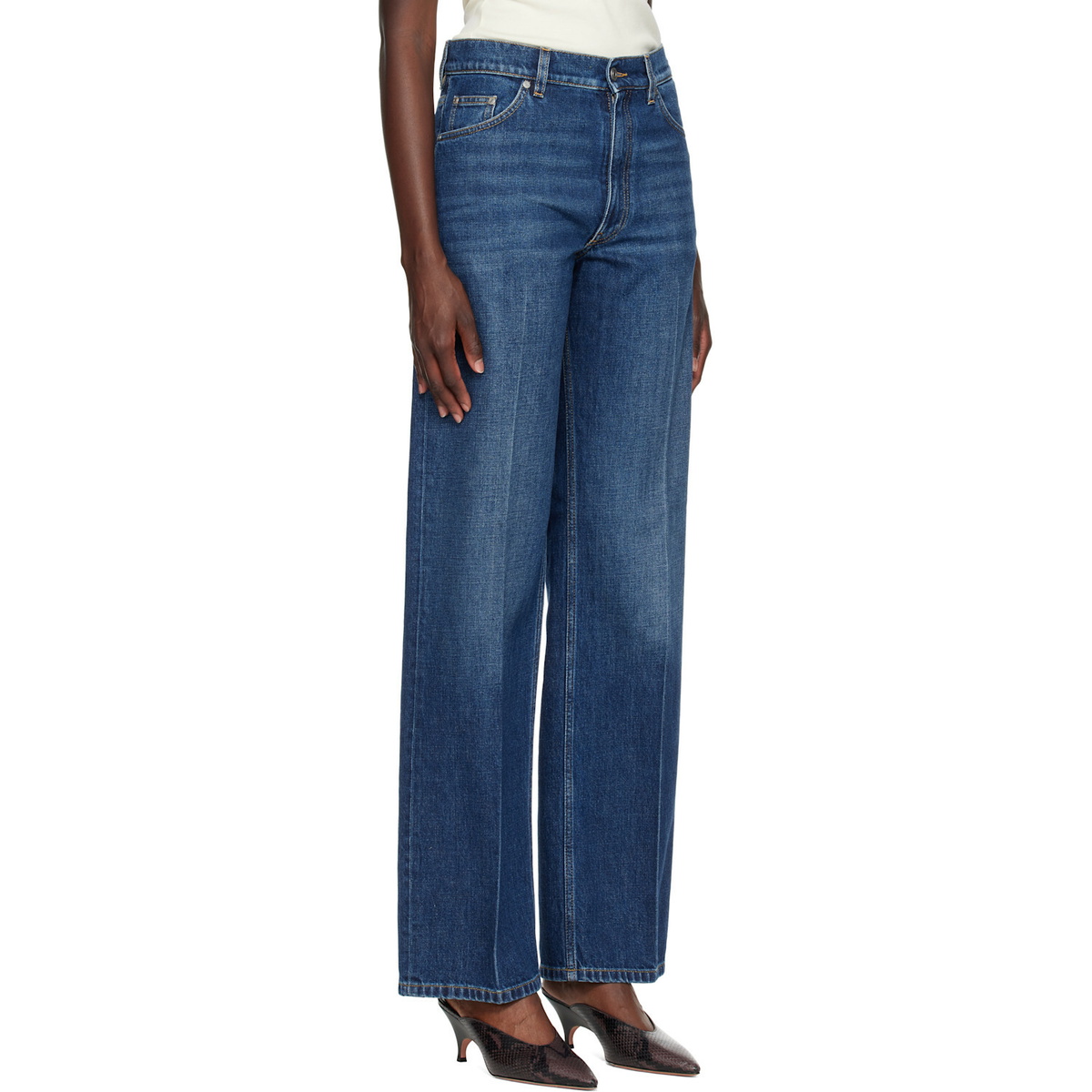 Stella McCartney Blue Crest-Embroidered Straight Jeans