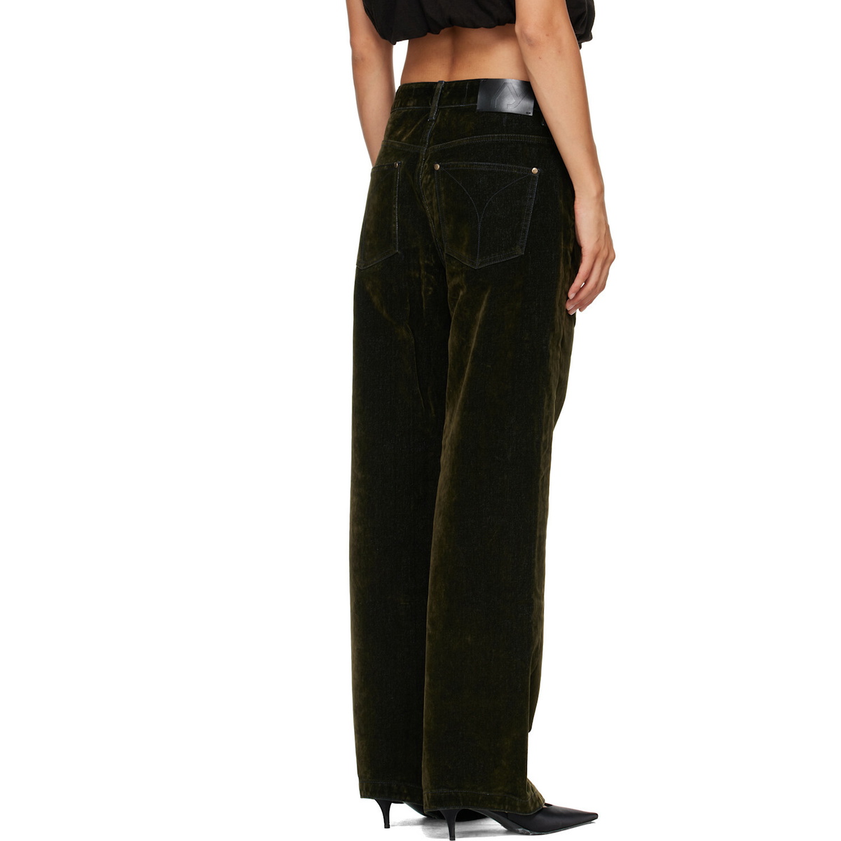OPEN YY Khaki Velvet Denim Curved Jeans