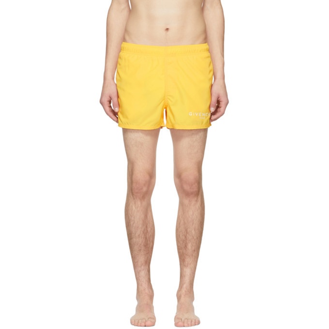 Photo: Givenchy Yellow Logo Swim Shorts