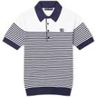 Dolce & Gabbana Men's Stripe Knitted Polo Shirt in White/Blue