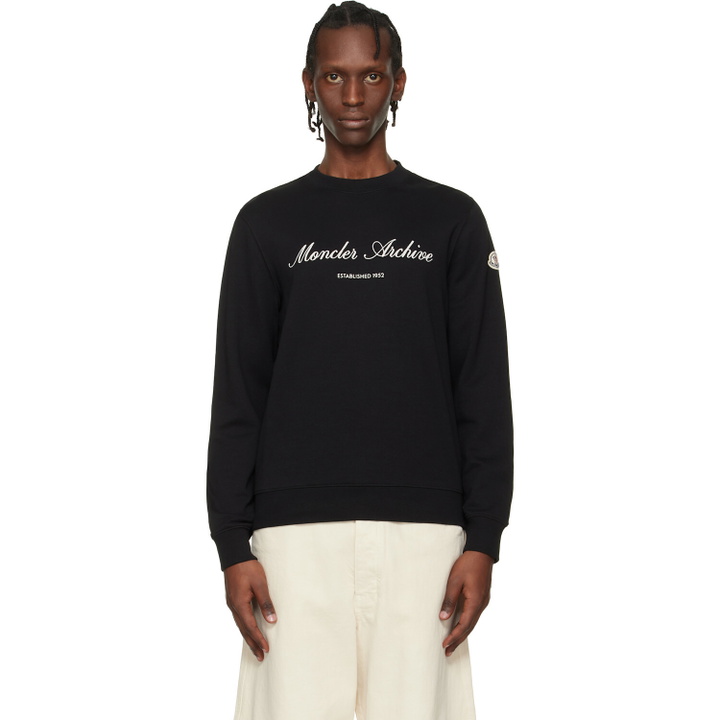 Photo: Moncler Black Cotton Blend Logo Sweatshirt