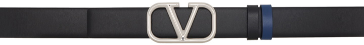 Photo: Valentino Garavani Reversible Navy Vlogo Signature Belt