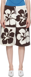 ABRA Brown & Off-White Flower Shorts