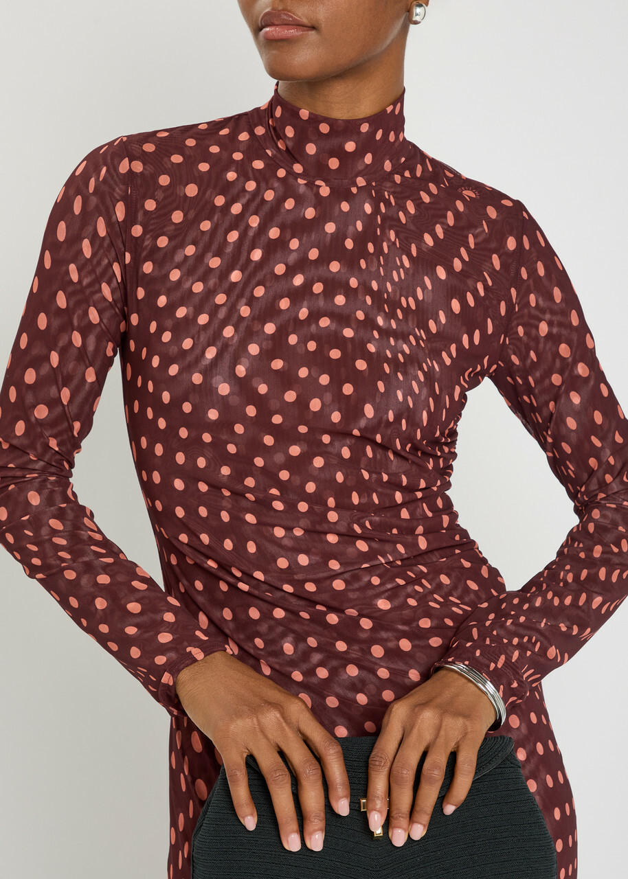 Stella Mccartney Polka dot Mesh Maxi Dress Burgundy