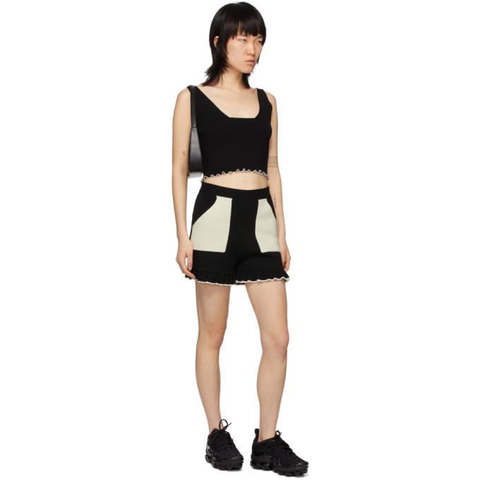 Victor Glemaud Black and Off-White Knit Shorts Victor Glemaud